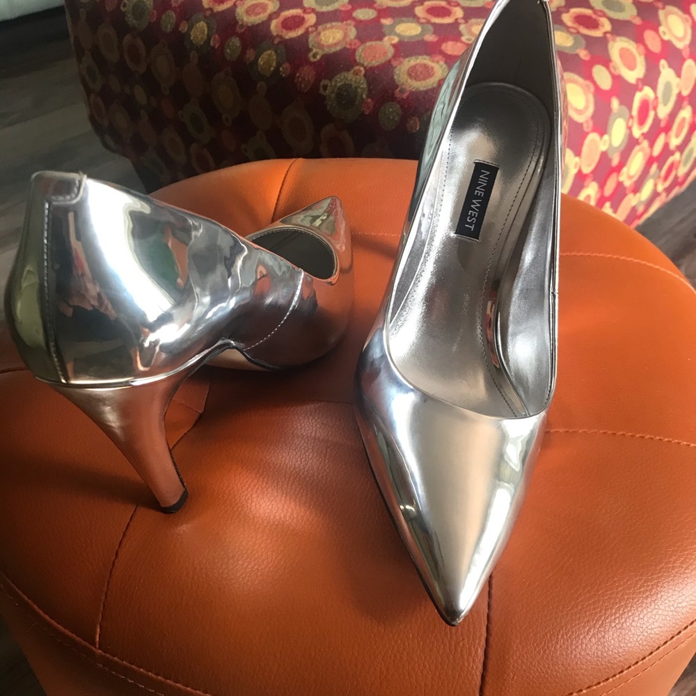 Nine West silver heels